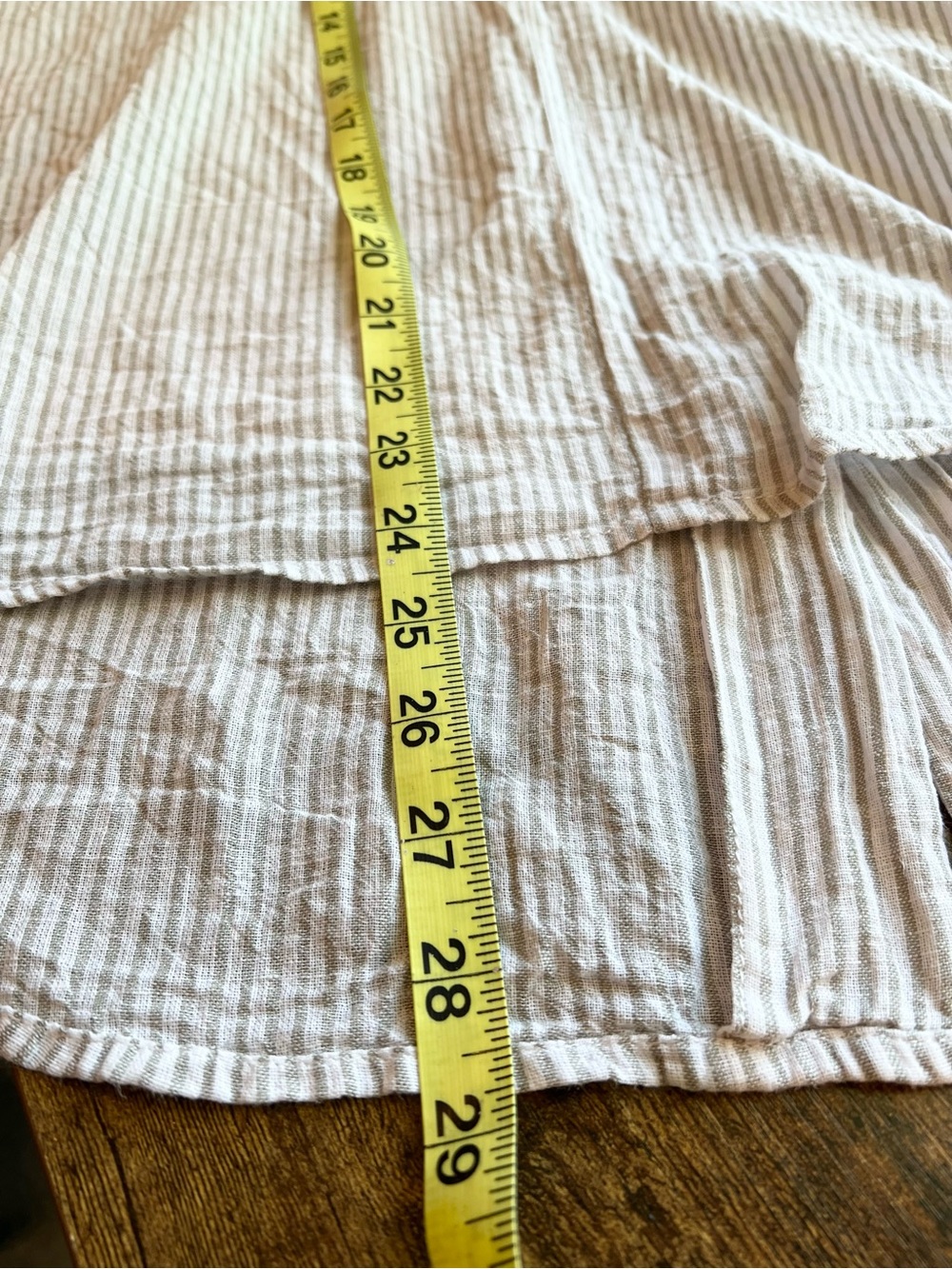 BeachLunchLounge Linen Blend Striped Split Neck Tunic Top Coastal Boho Medium - Picture 7 of 11